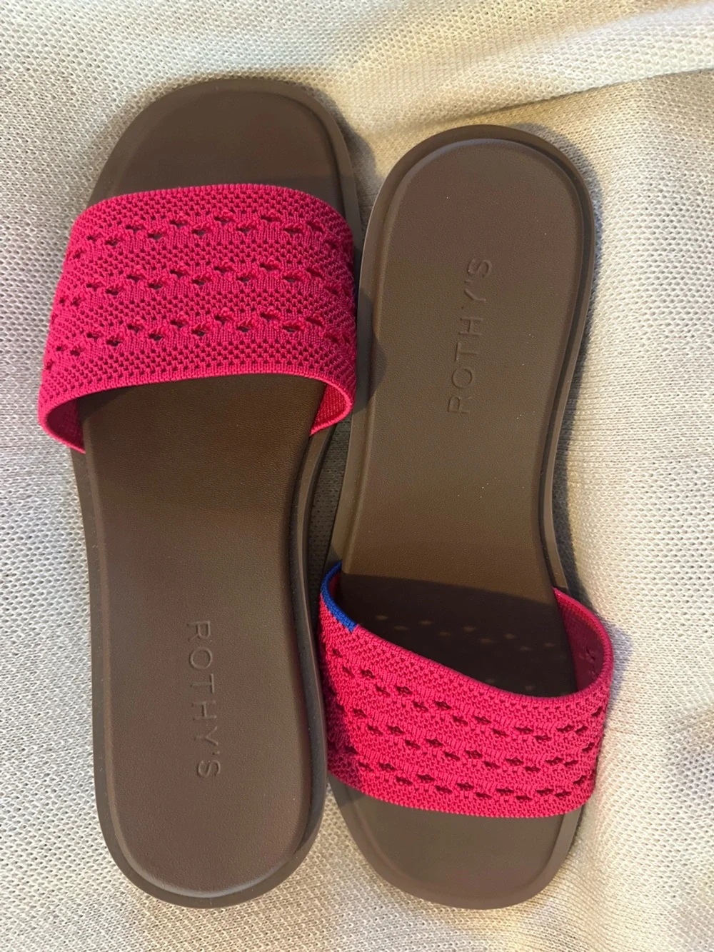 Rothy's Hot Pink Knit Slide Sandals (SZ 9)